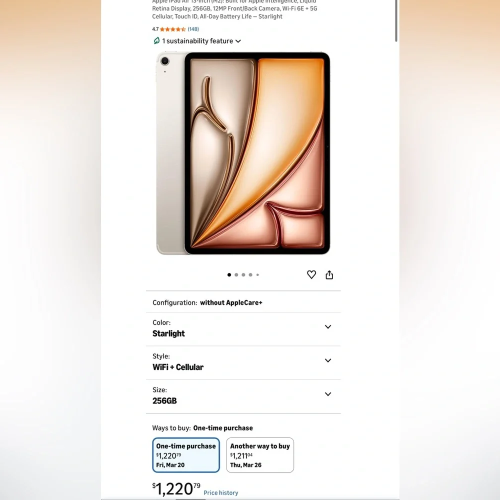 iPad Air 13 inch 256 GB Cellular + WiFi